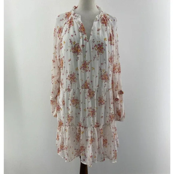 slim fit dress slacks Vince Camuto Floral Mix Print Knot Waist Fit & Flare Midi Dress Size 2